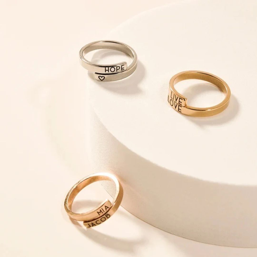 Custom Wrap Around Initial Name Ring (925 Sterling Silver)