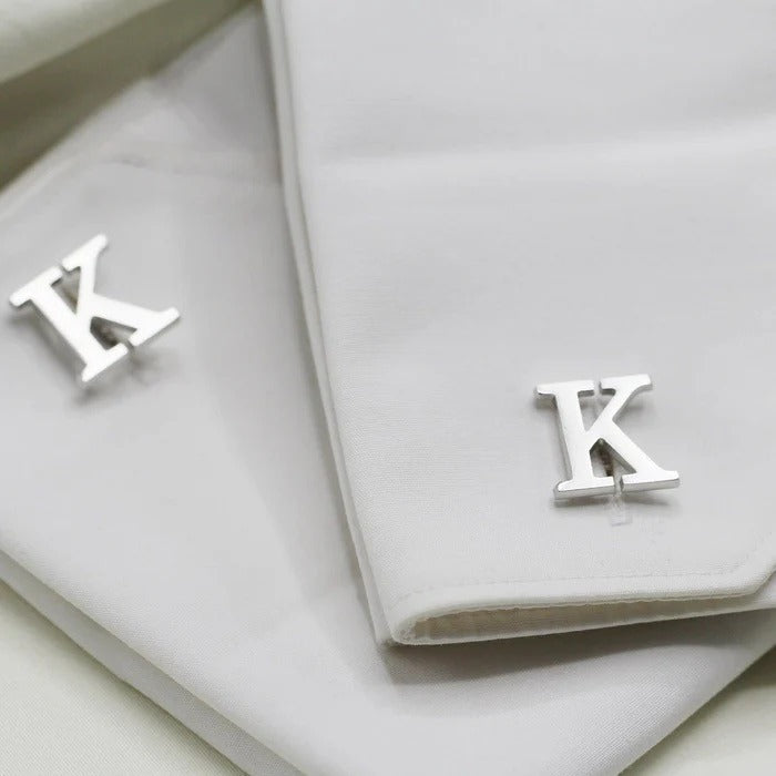 Customized Single Initial Cufflinks (925 Sterling silver)