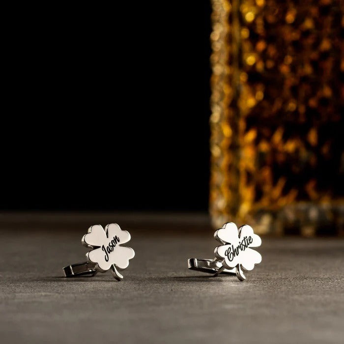 Four Leaf Name Cufflinks (925 Sterling Silver)