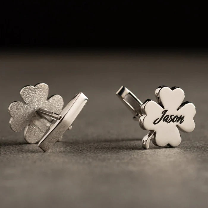 Four Leaf Name Cufflinks (925 Sterling Silver)