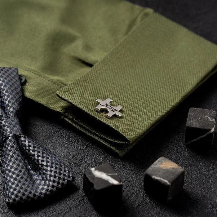 Handmade Jigsaw Puzzle cufflink (925 Sterling Silver)
