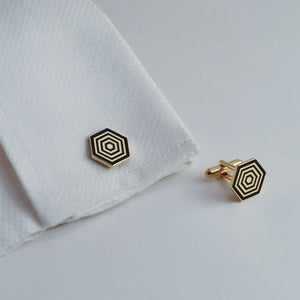 Hexagon Enamel Cuff Links (925 Sterling Silver)