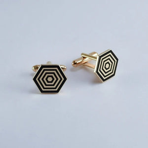 Hexagon Enamel Cuff Links (925 Sterling Silver)