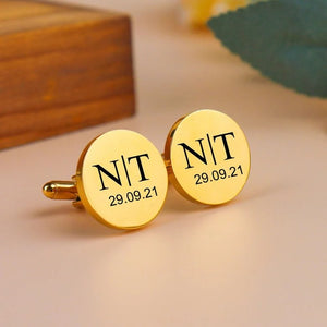 Initials & Date Cufflinks(925 Sterling Silver)