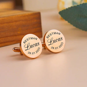 Initials & Date Cufflinks(925 Sterling Silver)