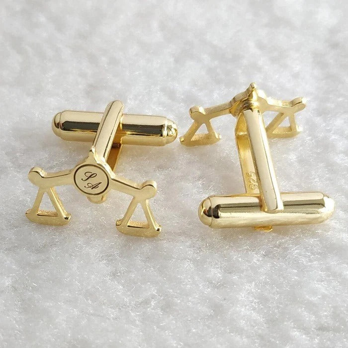 Justice and Initials Cufflinks (925 Sterling Silver)