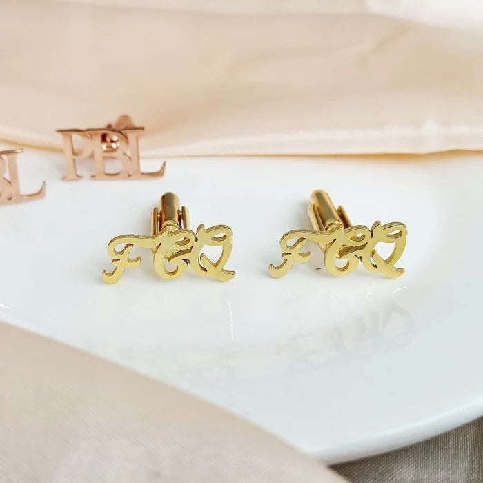 Personalized Initial Letter Name Cufflinks (925 Sterling Silver)