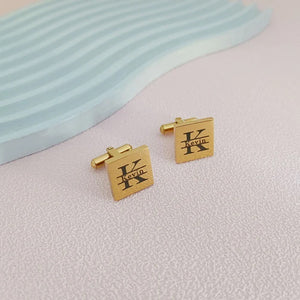 Personalized Name Cufflinks with Initial (925 Sterling Silver)