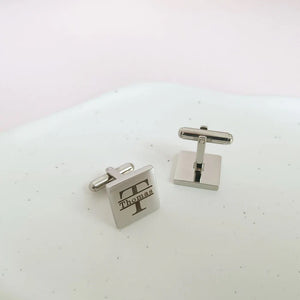 Personalized Name Cufflinks with Initial (925 Sterling Silver)