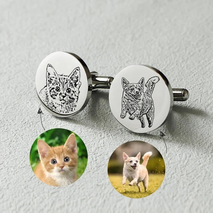 Personalization pet cufflinks(925 Sterling Silver)