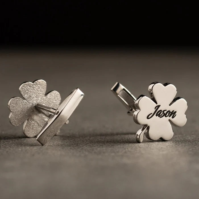 Four Leaf Name Cufflinks (925 Sterling Silver)