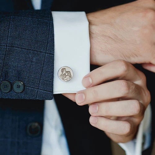 Personalized Photo Engraved Cufflinks(925 Sterling Silver)