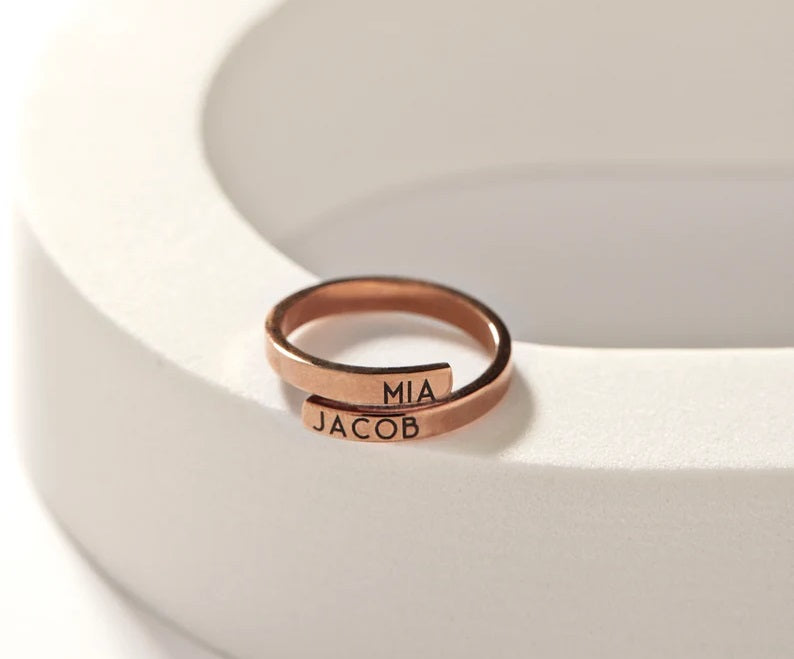 Custom Wrap Around Initial Name Ring (925 Sterling Silver)