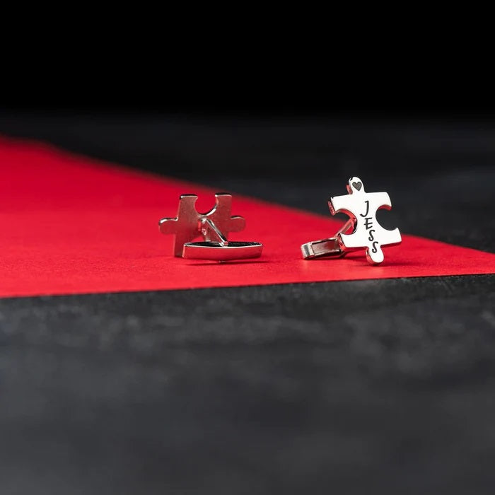 Handmade Jigsaw Puzzle cufflink (925 Sterling Silver)