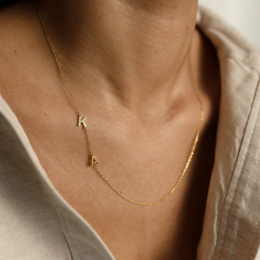 Two Custom Sideways Initial Necklace