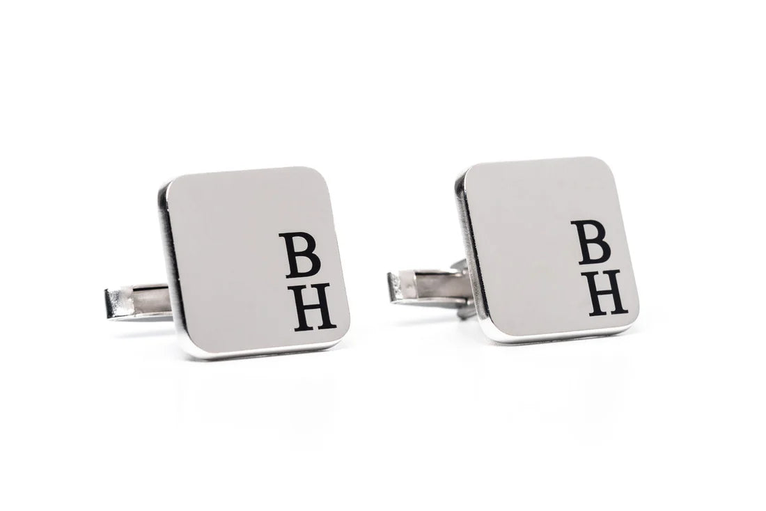 Exquisite Monogram Cufflinks- Initials Printed (925 Sterling Silver)
