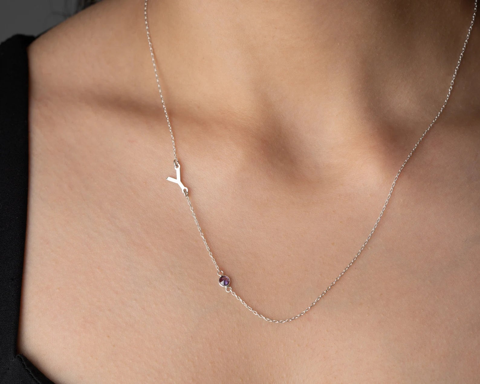 Initial Birth Stone Necklace