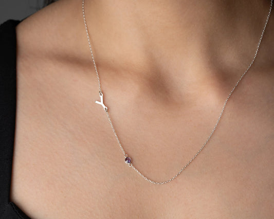 Initial Birth Stone Necklace