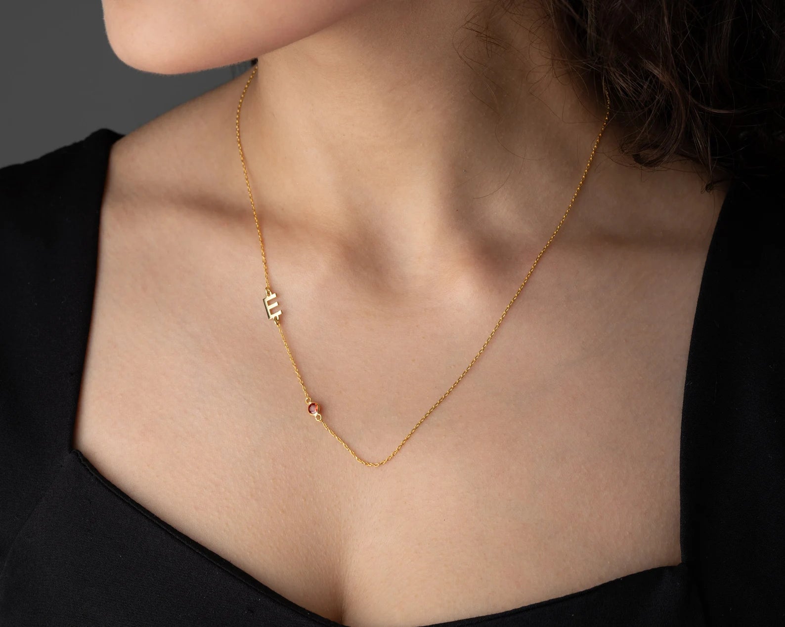 Initial Birth Stone Necklace