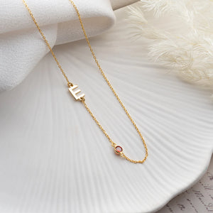 Initial Birth Stone Necklace