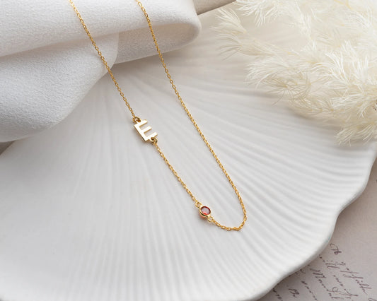 Initial Birth Stone Necklace