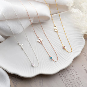 Initial Birth Stone Necklace
