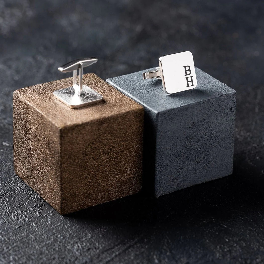 Exquisite Monogram Cufflinks- Initials Printed (925 Sterling Silver)