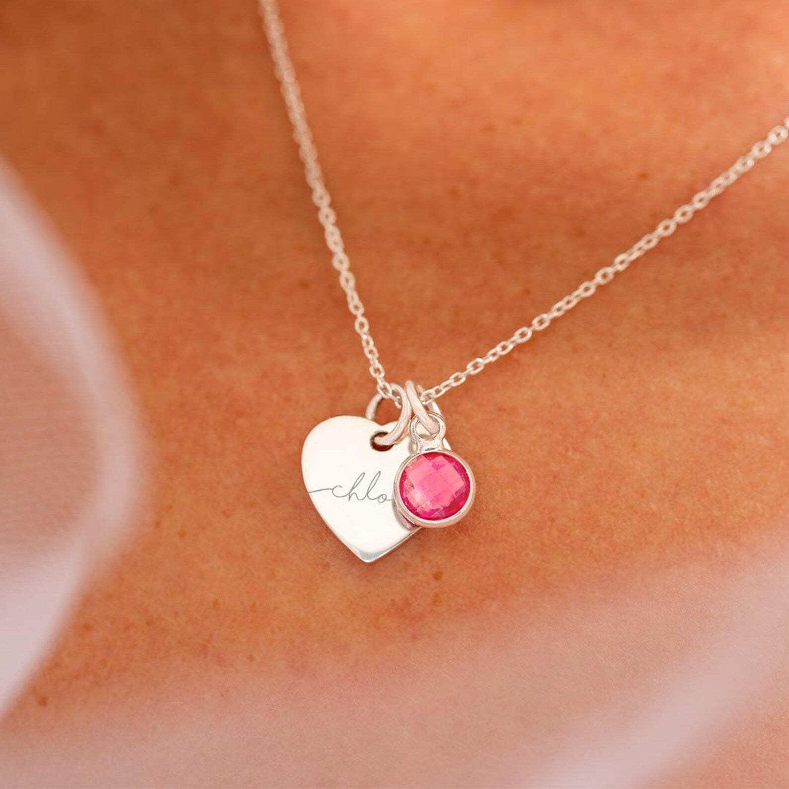Birthstone Name Necklace