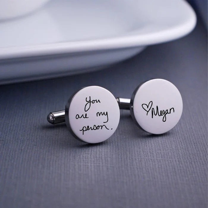 Personalized Handwriting Cuff Links (Sterling Silver)