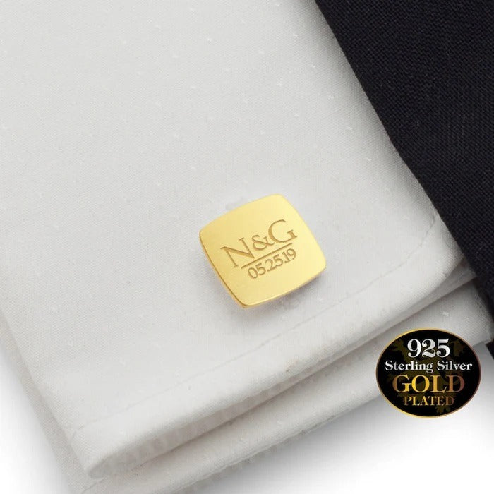 Personalized Initials & Date Cufflinks (925 Sterling Silver)
