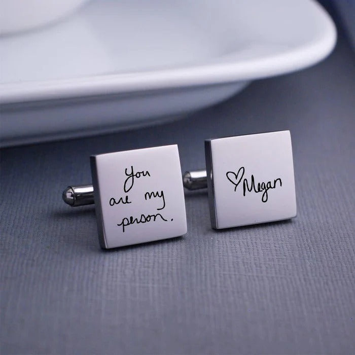 Personalized Handwriting Cuff Links (Sterling Silver)