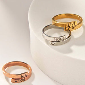 Custom Wrap Around Initial Name Ring (925 Sterling Silver)