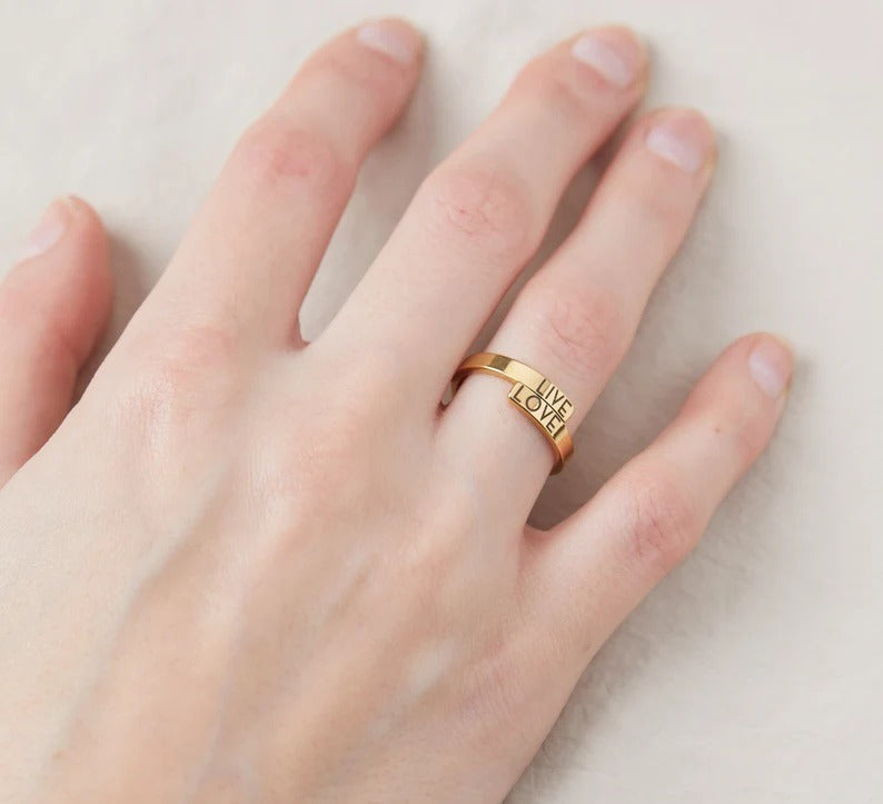 Custom Wrap Around Initial Name Ring (925 Sterling Silver)