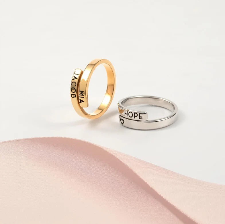 Custom Wrap Around Initial Name Ring (925 Sterling Silver)