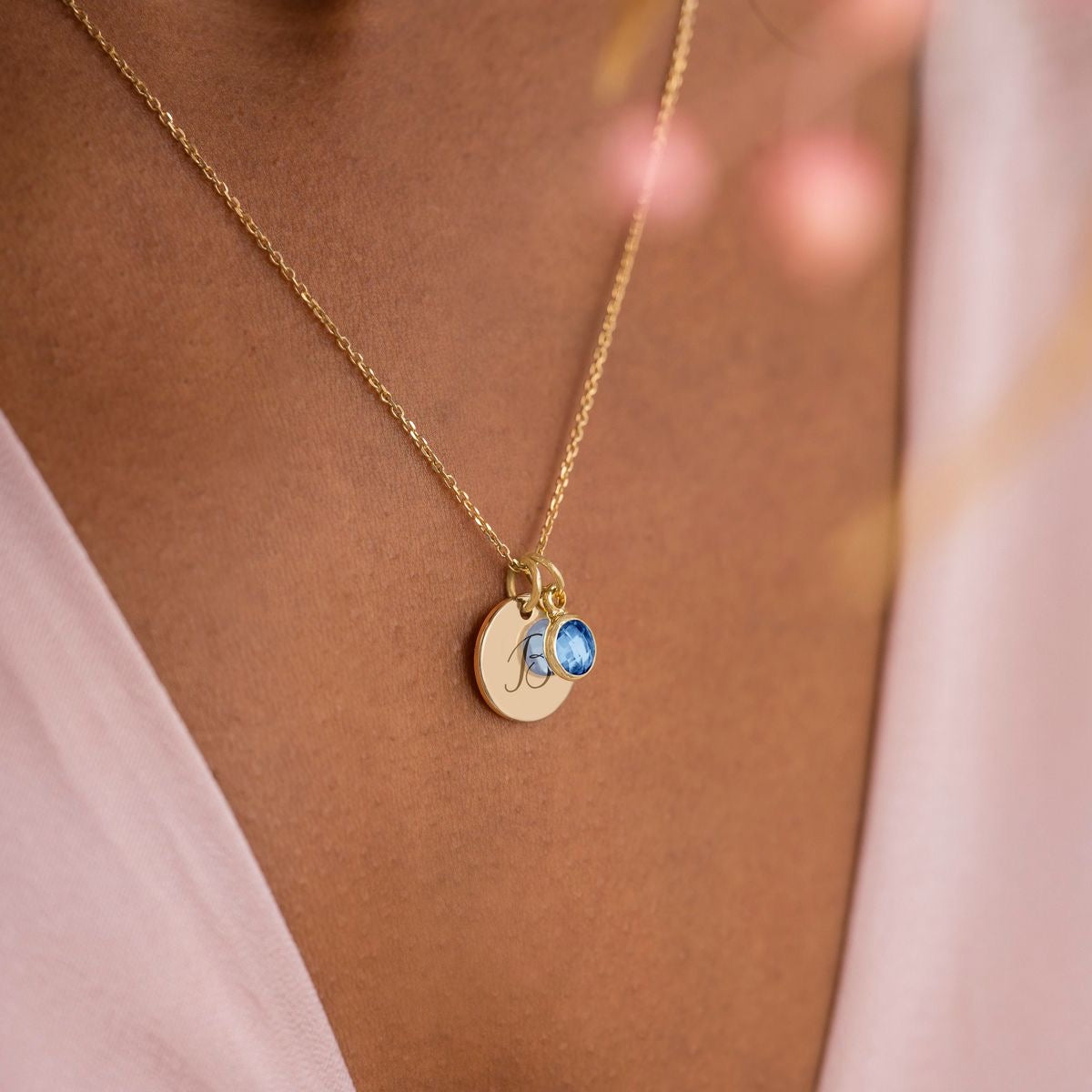 Initial Birth Stone Necklace