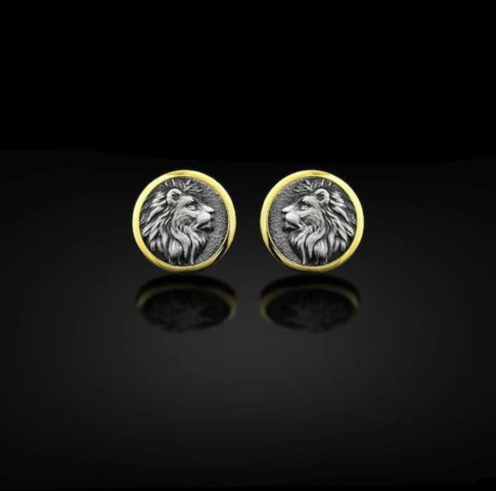 Gold Plated Lion Cufflinks (925 Sterling Silver)