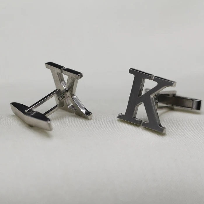 Customized Single Initial Cufflinks (925 Sterling silver)