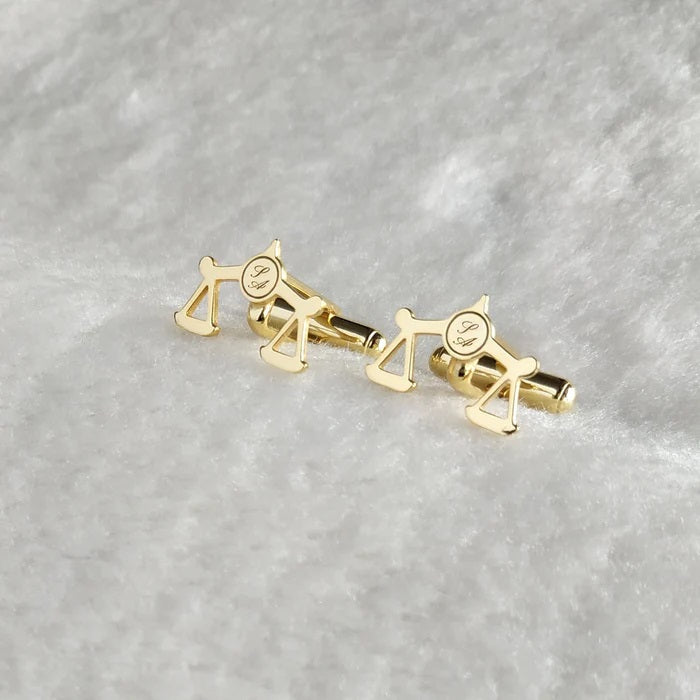 Justice and Initials Cufflinks (925 Sterling Silver)