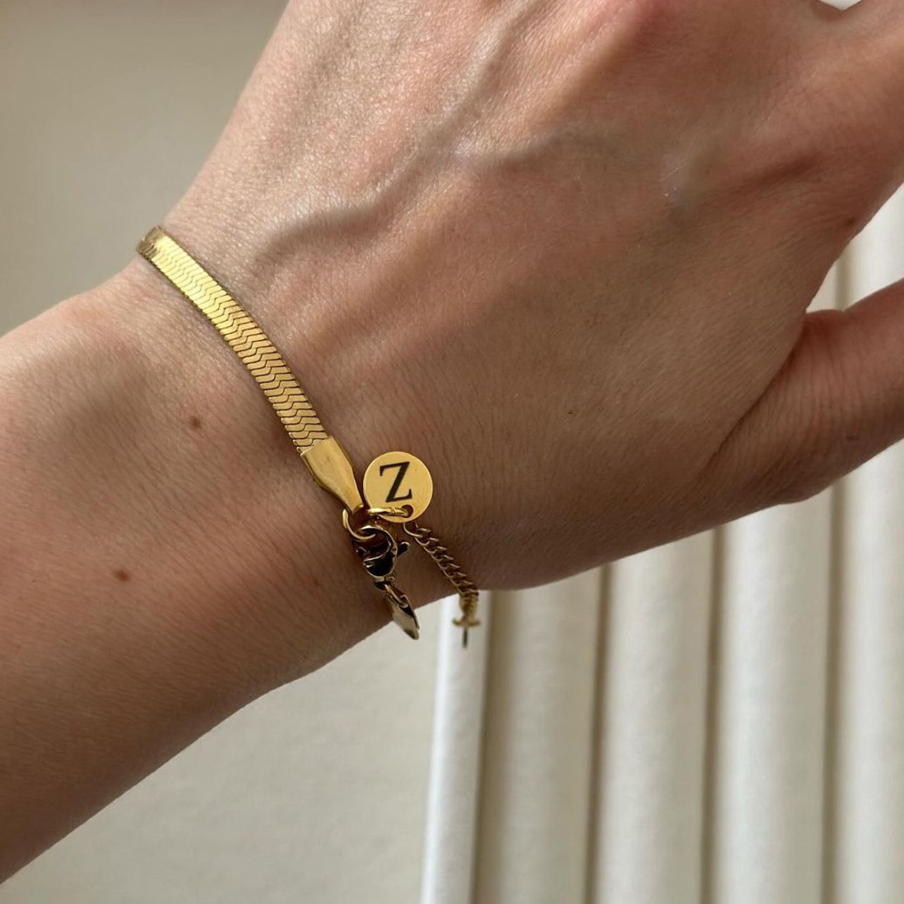 Initial Snake Chain Bracelet